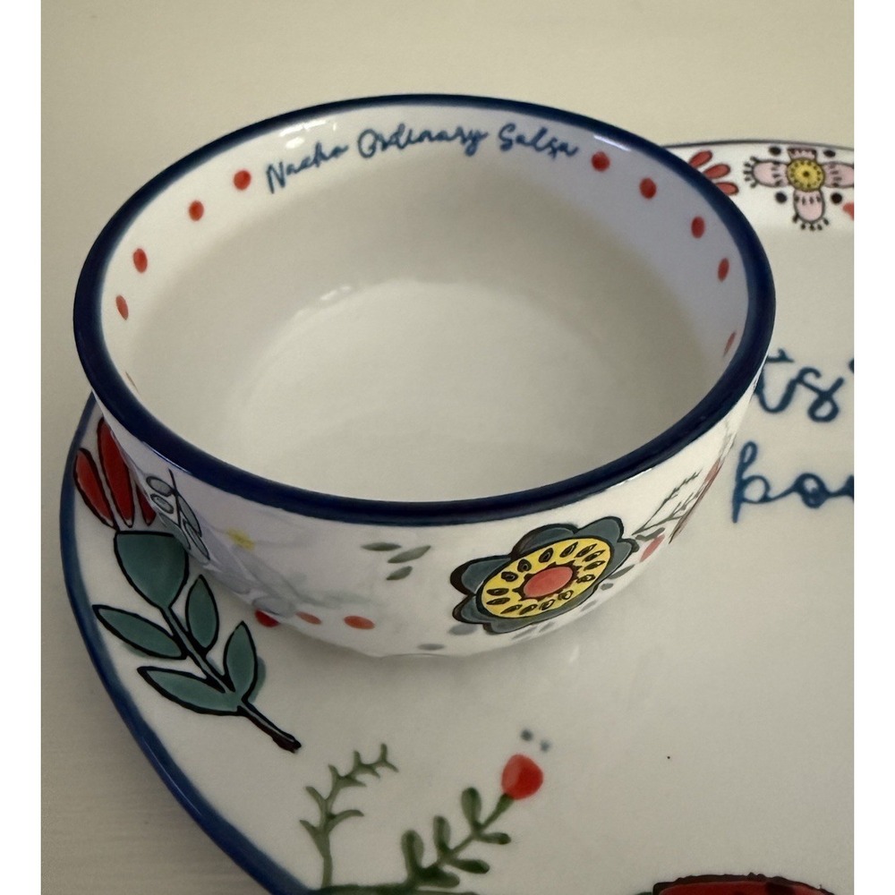 Taco Tuesday Let's Taco Bout It Platter 12"x 8" Salsa Queso Bowl 4" Fiesta - Picture 3 of 13
